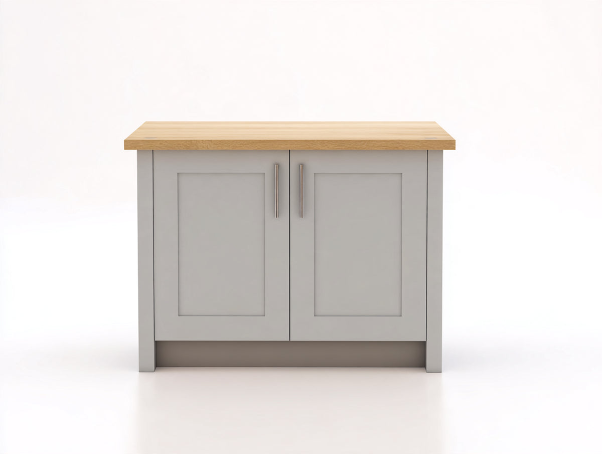 Sideboard - Holzoptik 90 x 45 x 85 cm - Grau-Naturholz - 2 Türen mit geschlossenem Stauraum