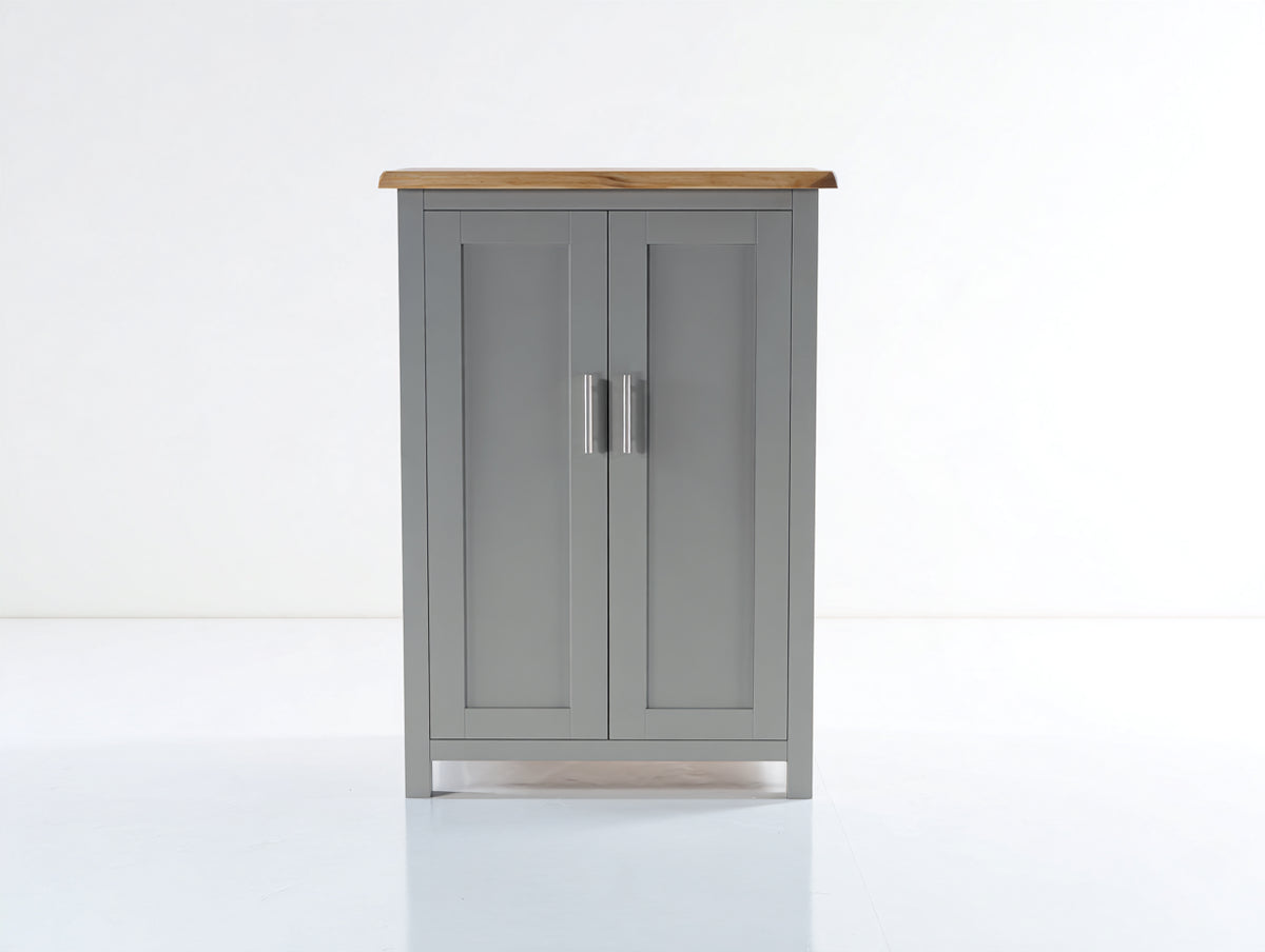Sideboard mit 2 Türen 80 x 40 x 120 cm - Grau und Naturholz - Modernes Design