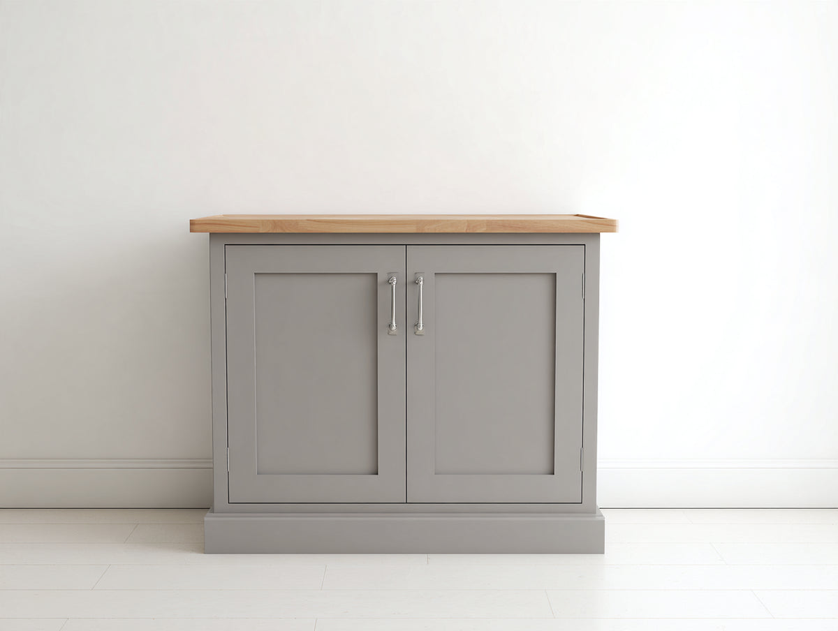 Sideboard aus Holzwerkstoff und Holz 100x40x90 cm - Grau-Naturholz - mit 2 Türen - Landhausstil