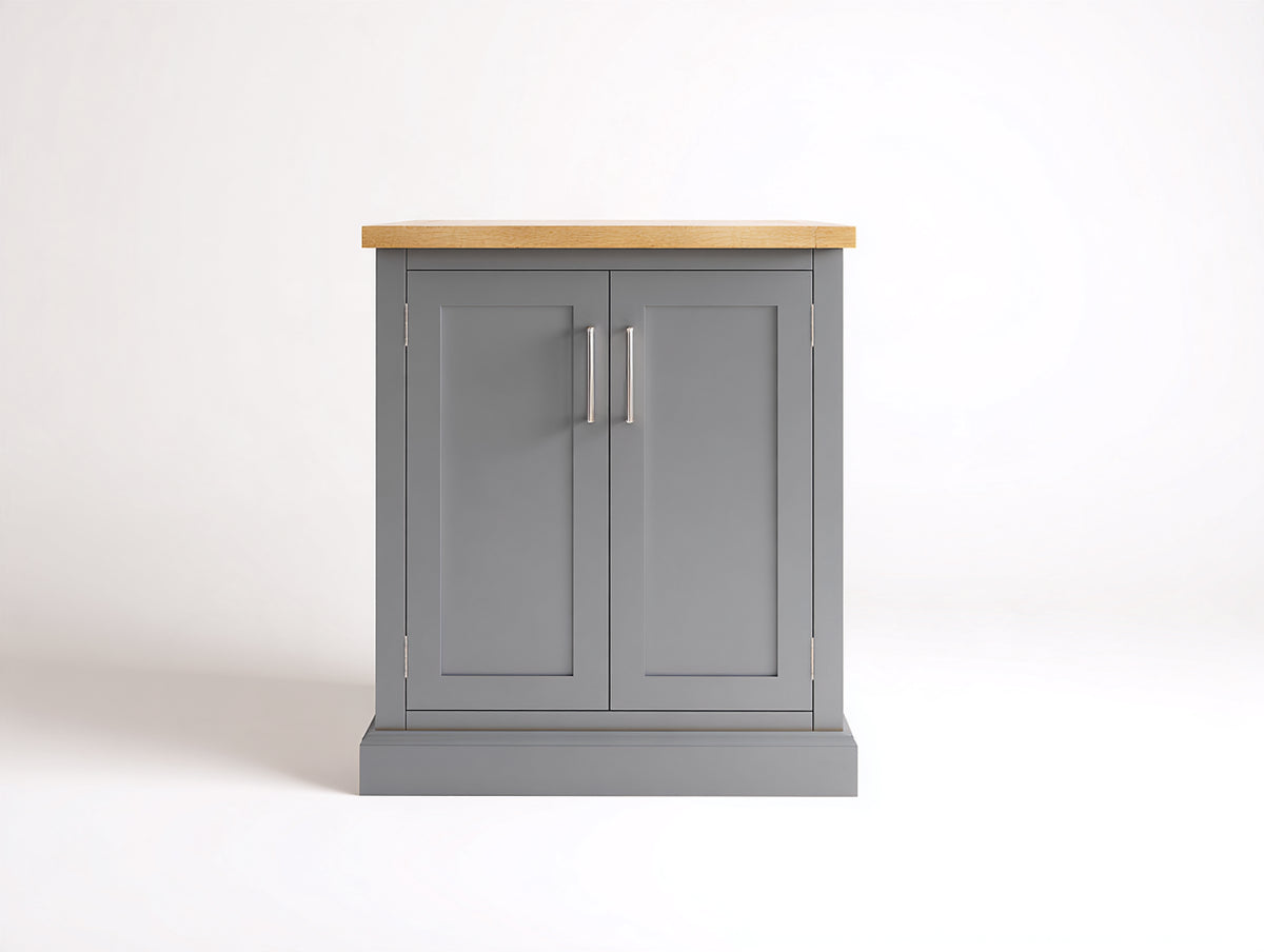Sideboard aus Holzwerkstoff und Holz 80x40x95 cm - Grau-Naturholz - mit 2 Türen - Landhausstil