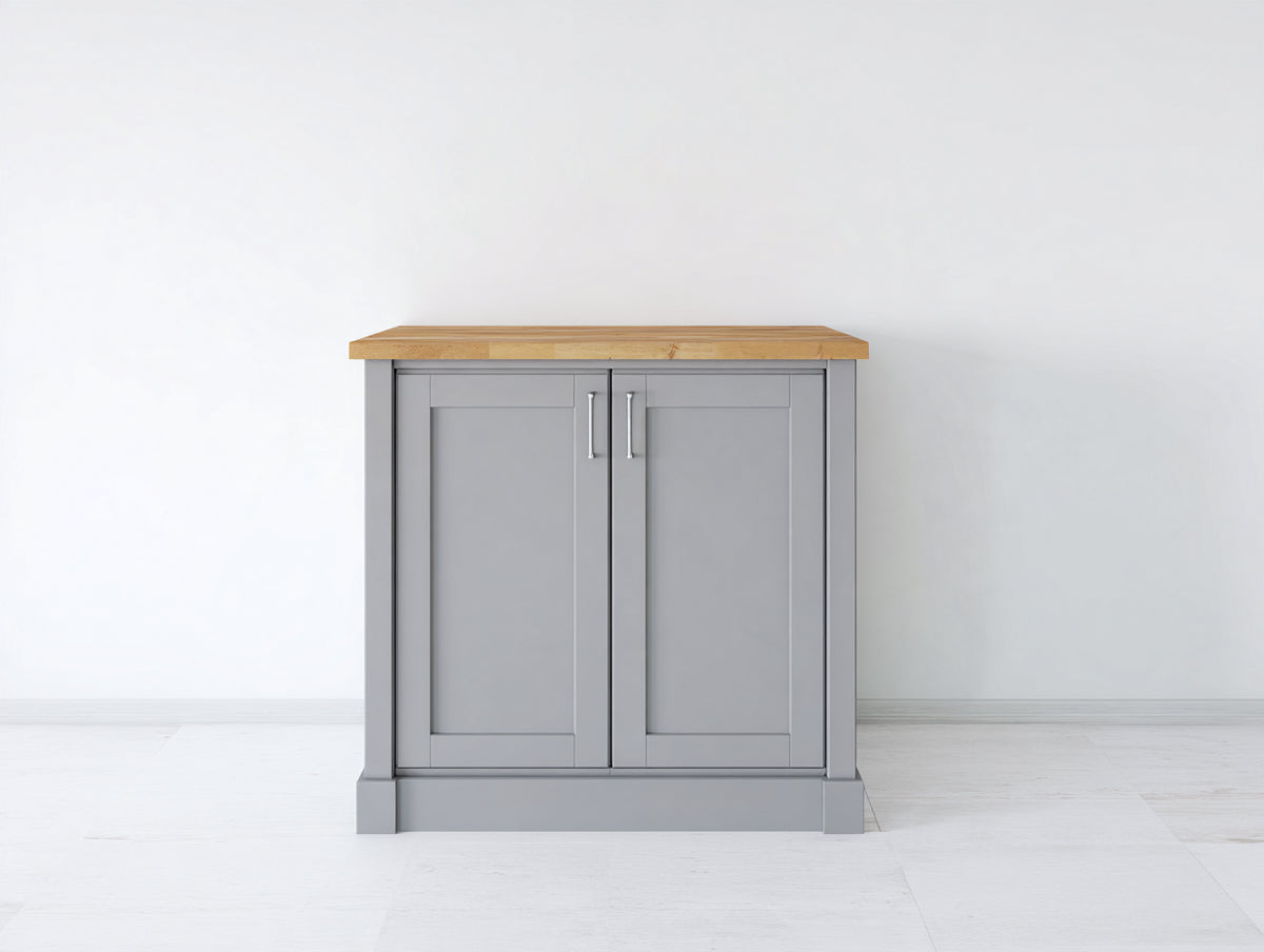 Sideboard mit 2 Türen 90 x 40 x 90 cm - Grau und Naturholz - Modernes Design