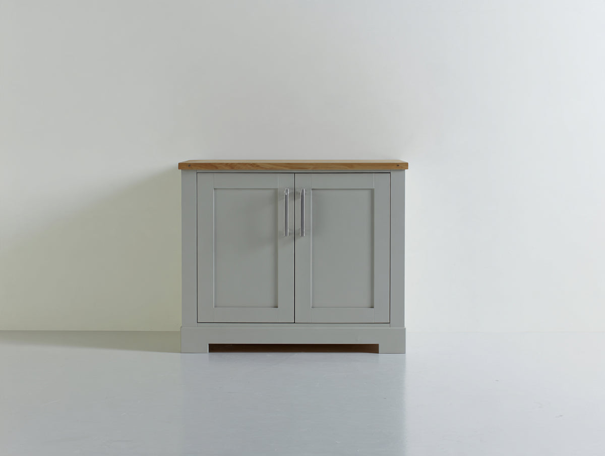 Sideboard - Holzoptik 85 x 40 x 80 cm - Grau-Naturholz - 2 Türen mit geschlossenem Stauraum