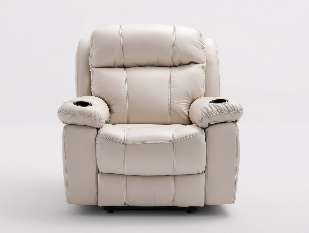 Liegesessel mit 2 Getränkehaltern 100 x 95 x 105 cm - Cremebeige und Schwarz - Gepolstertes Komfortdesign